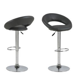 Plump Dark Grey Swivel Bar Stool with Open Back