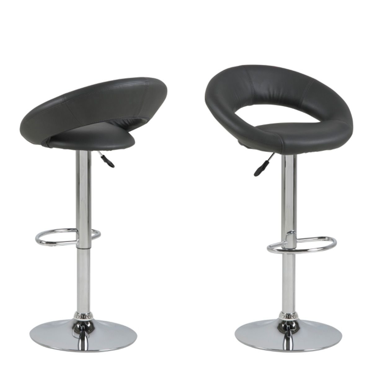 Plump Dark Grey Swivel Bar Stool with Open Back