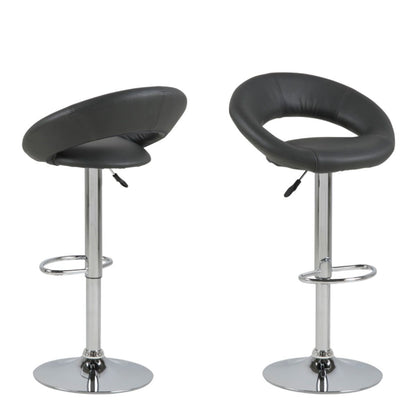 Plump Dark Grey Swivel Bar Stool with Open Back