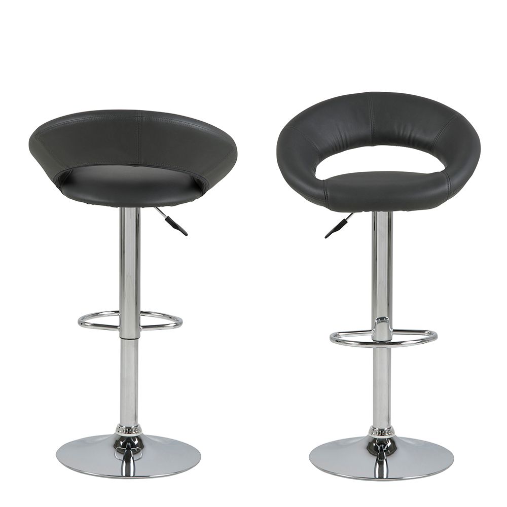 Plump Dark Grey Swivel Bar Stool with Open Back