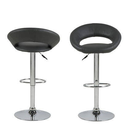 Plump Dark Grey Swivel Bar Stool with Open Back