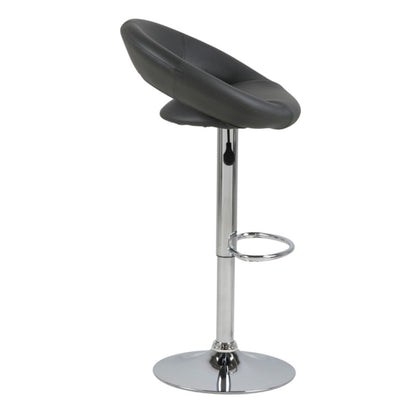 Plump Dark Grey Swivel Bar Stool with Open Back