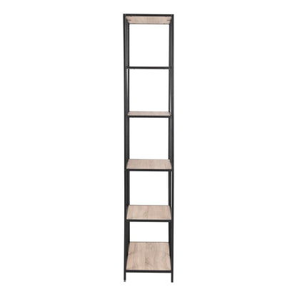 Seaford Tall Black Metal Bookcase with 5 Sonoma Oak Shelves