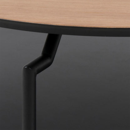 Goldington Round Coffee Table with Oak Top & Black Legs