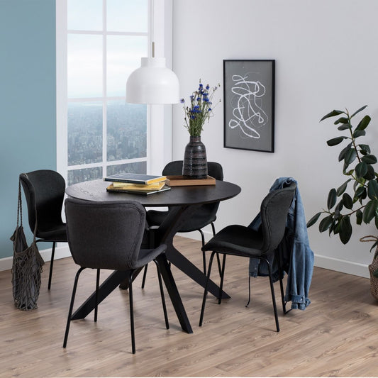 Duncan Round Dining Table in Black 105x75cm