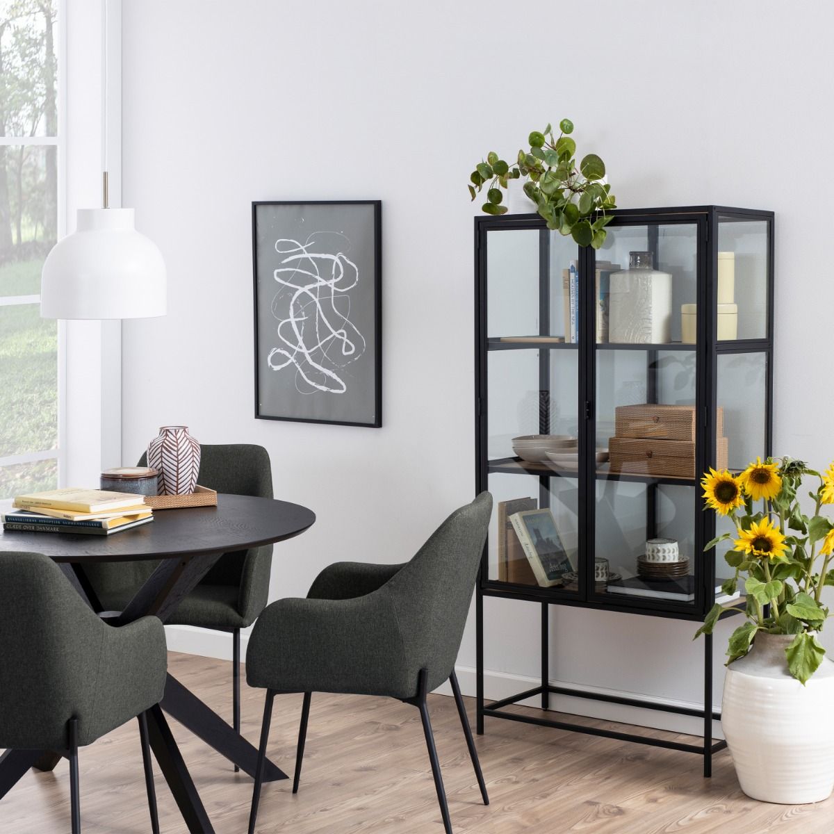 Duncan Round Dining Table in Black 105x75cm
