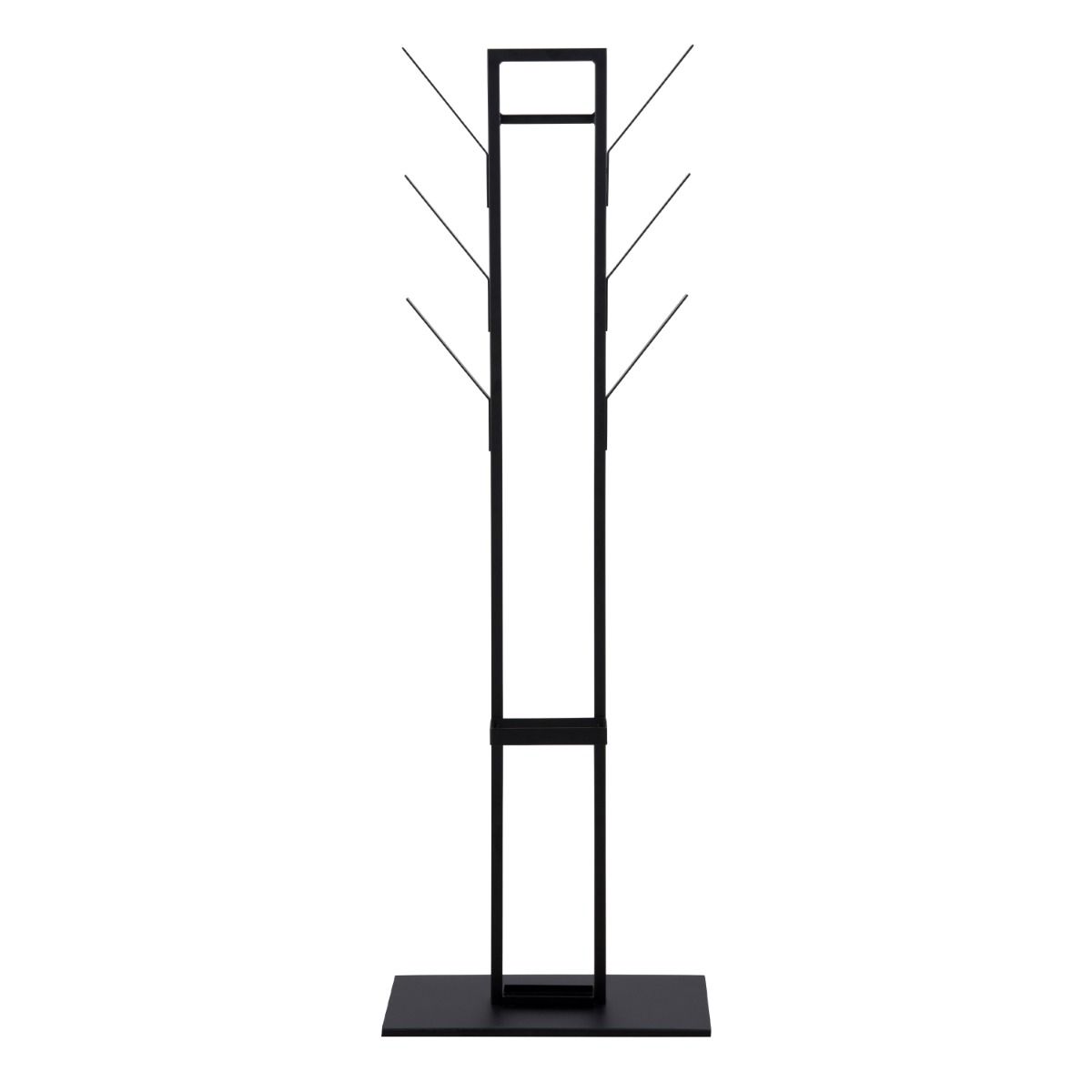 Vinson coat hanger, frame and base matt black powder coated steel, 56x28x165 cm