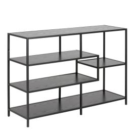 Seaford Wide Bookcase With Black Oak Shelves
