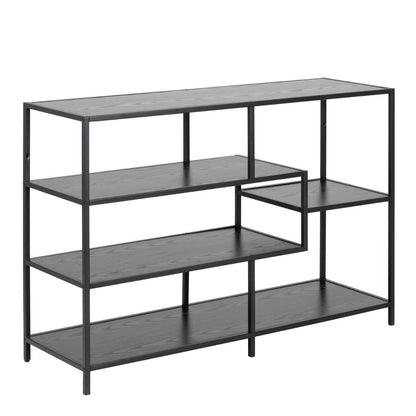 Seaford Wide Bookcase With Black Oak Shelves