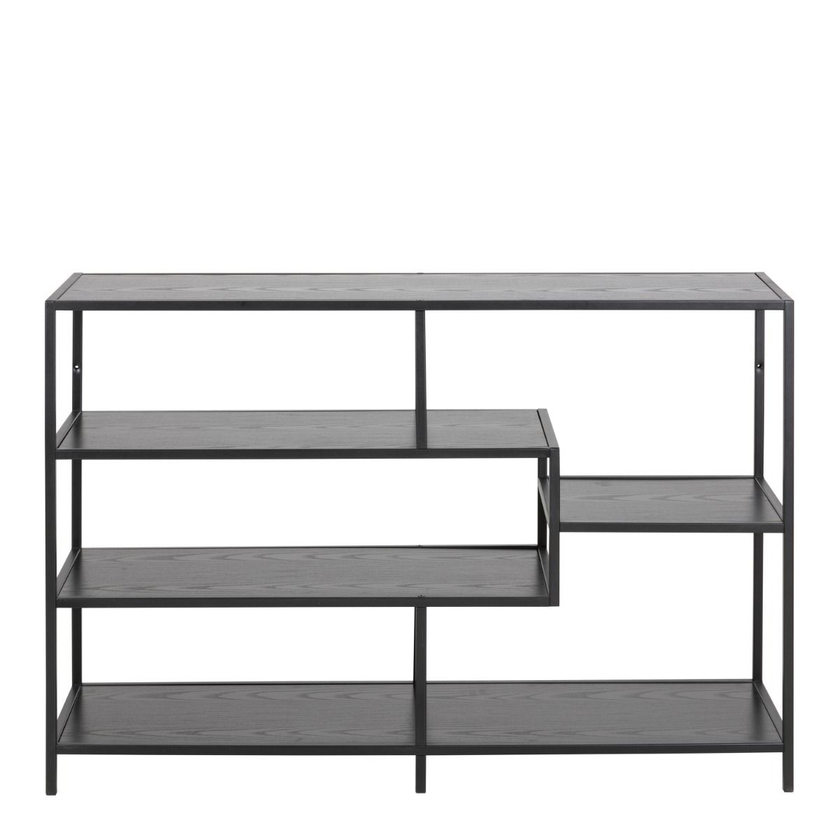 Seaford Wide Bookcase With Black Oak Shelves