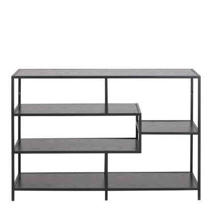 Seaford Wide Bookcase With Black Oak Shelves