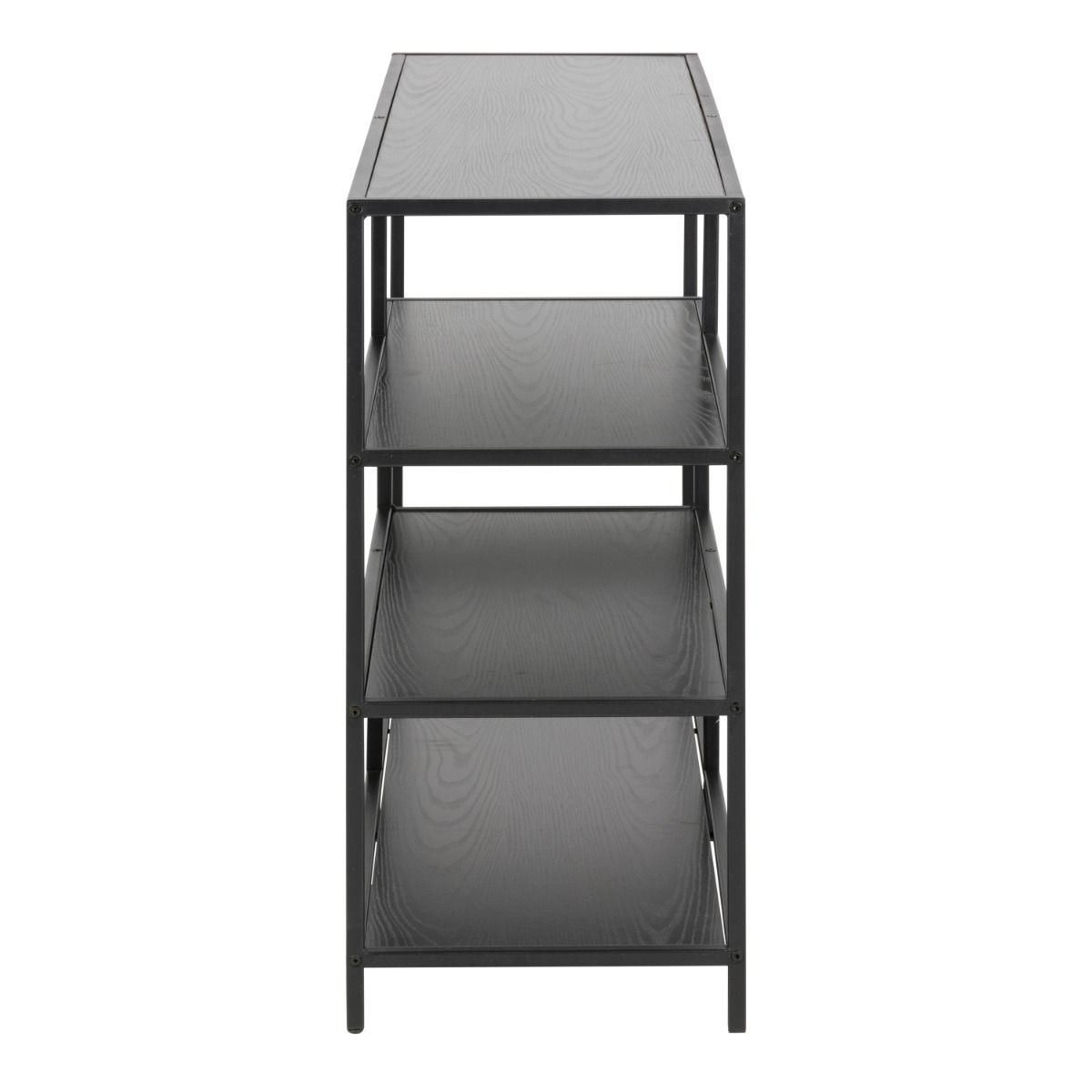 Seaford Wide Bookcase With Black Oak Shelves