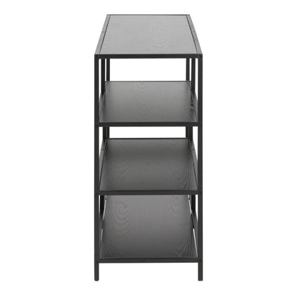 Seaford Wide Bookcase With Black Oak Shelves