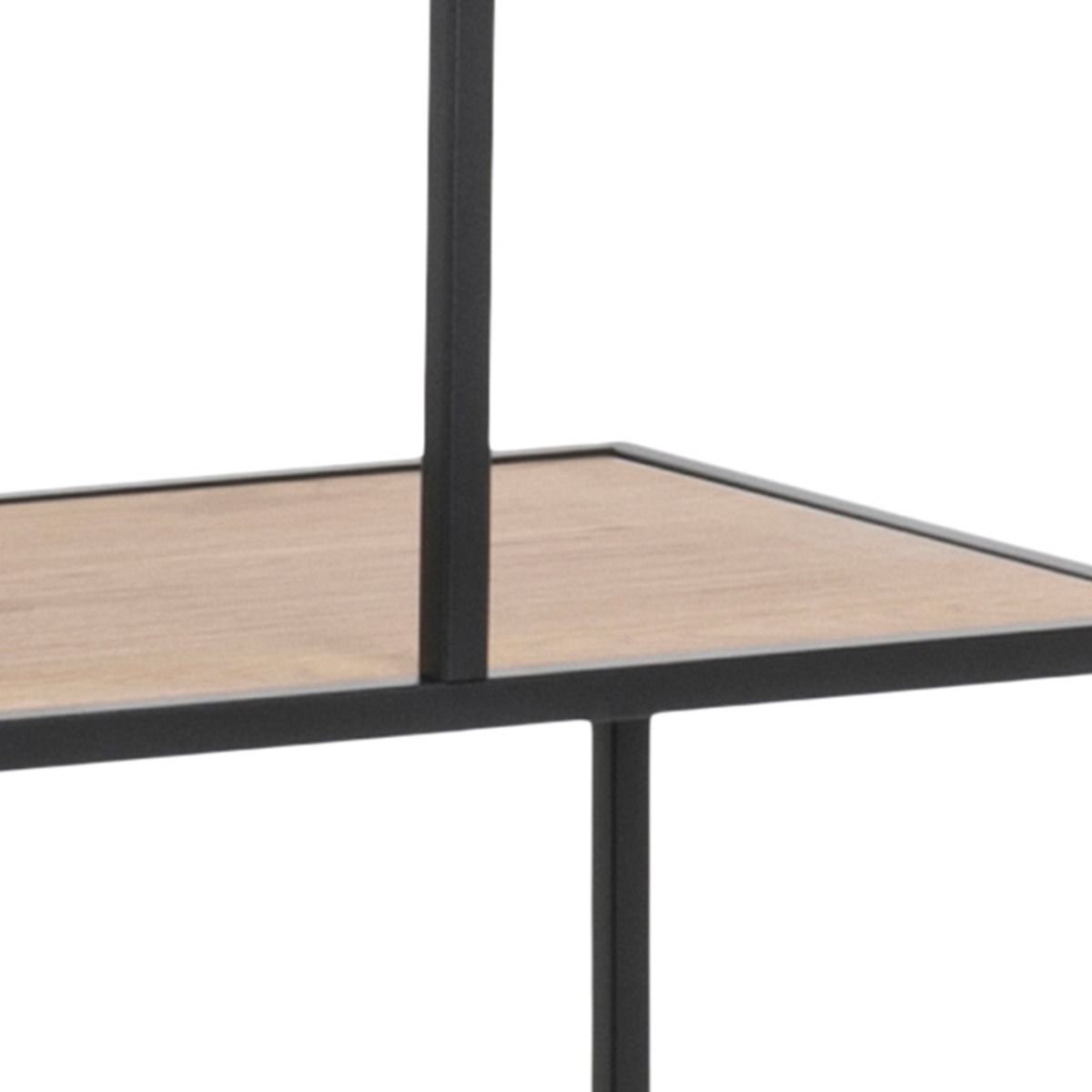 Seaford Large Asymmetrical Bookcase in Black with Oak Shelves
