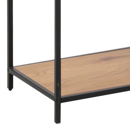 Seaford Large Asymmetrical Bookcase in Black with Oak Shelves