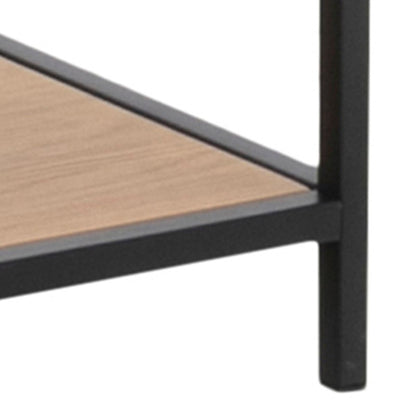 Seaford Large Asymmetrical Bookcase in Black with Oak Shelves