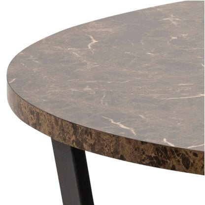 Amble Round Dining Table with Brown Marble Melamine Top & Black Legs 110x75cm