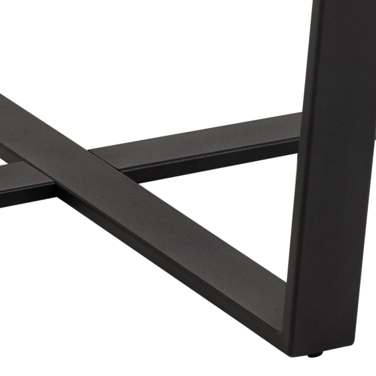 Amble Round Dining Table with Brown Marble Melamine Top & Black Legs 110x75cm