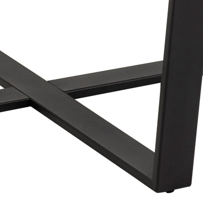 Amble Round Dining Table with Brown Marble Melamine Top & Black Legs 110x75cm