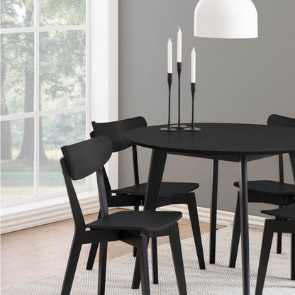Roxby Round Dining Table in Black 105x105cm includes 4 Roxby Dining Chairs in Black