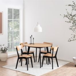 Roxby Round Dining Table in Oak & Black 105x105cm includes 4 Roxby Dining Chairs in Black and Oak
