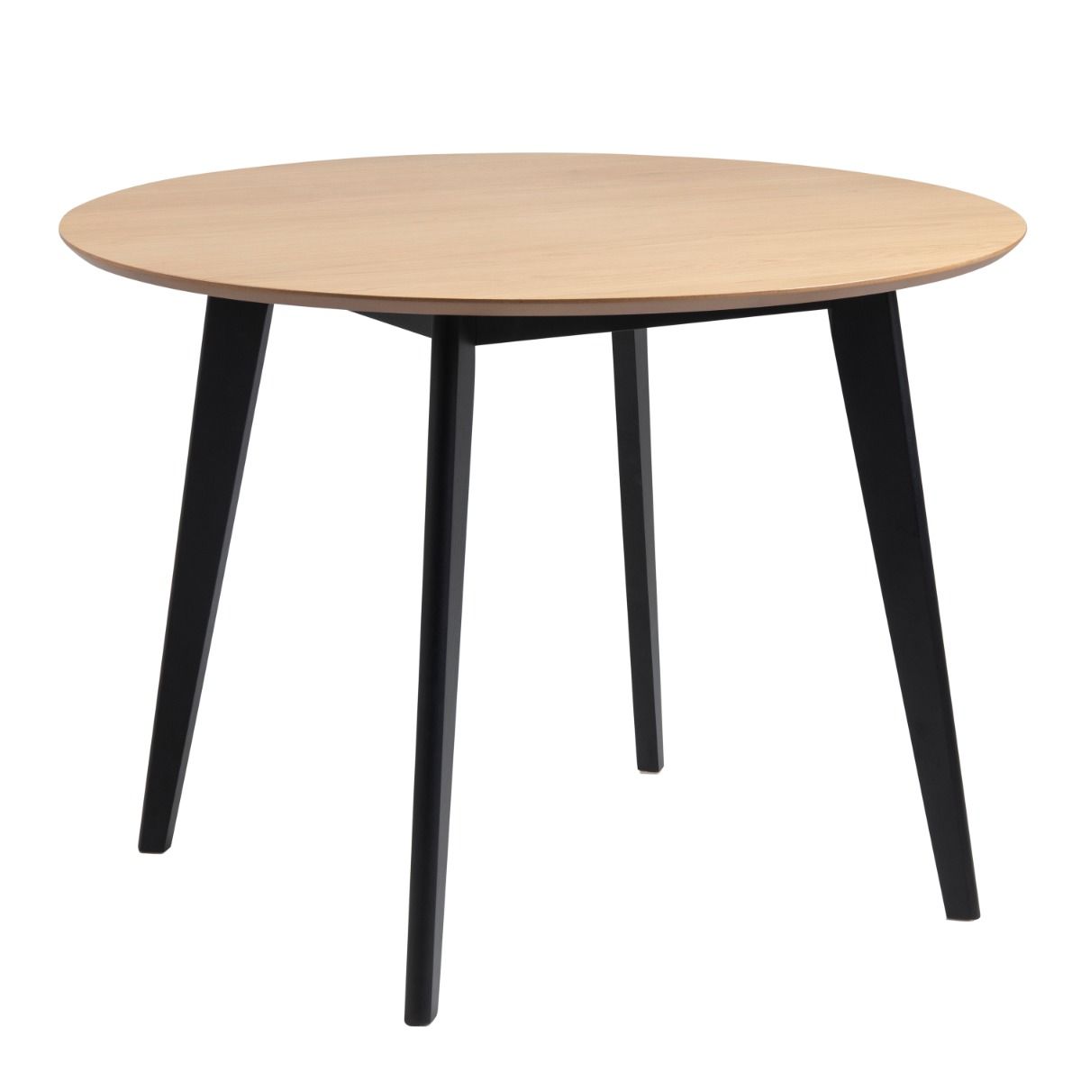 Roxby Round Dining Table in Oak & Black 105x105cm includes 4 Roxby Dining Chairs in Black and Oak