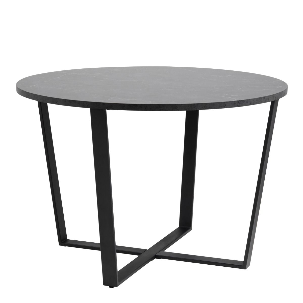 Amble Round Dining Table with Black Marble Melamine Top & Black Legs 110x75cm