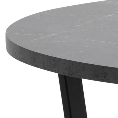 Amble Round Dining Table with Black Marble Melamine Top & Black Legs 110x75cm