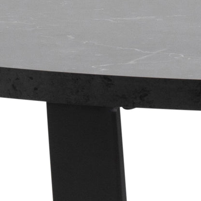 Amble Round Dining Table with Black Marble Melamine Top & Black Legs 110x75cm