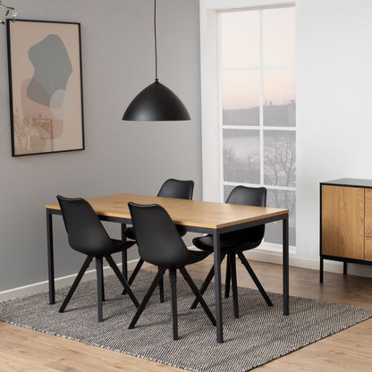 Seaford Dining Table in Black & Oak 160x80cm