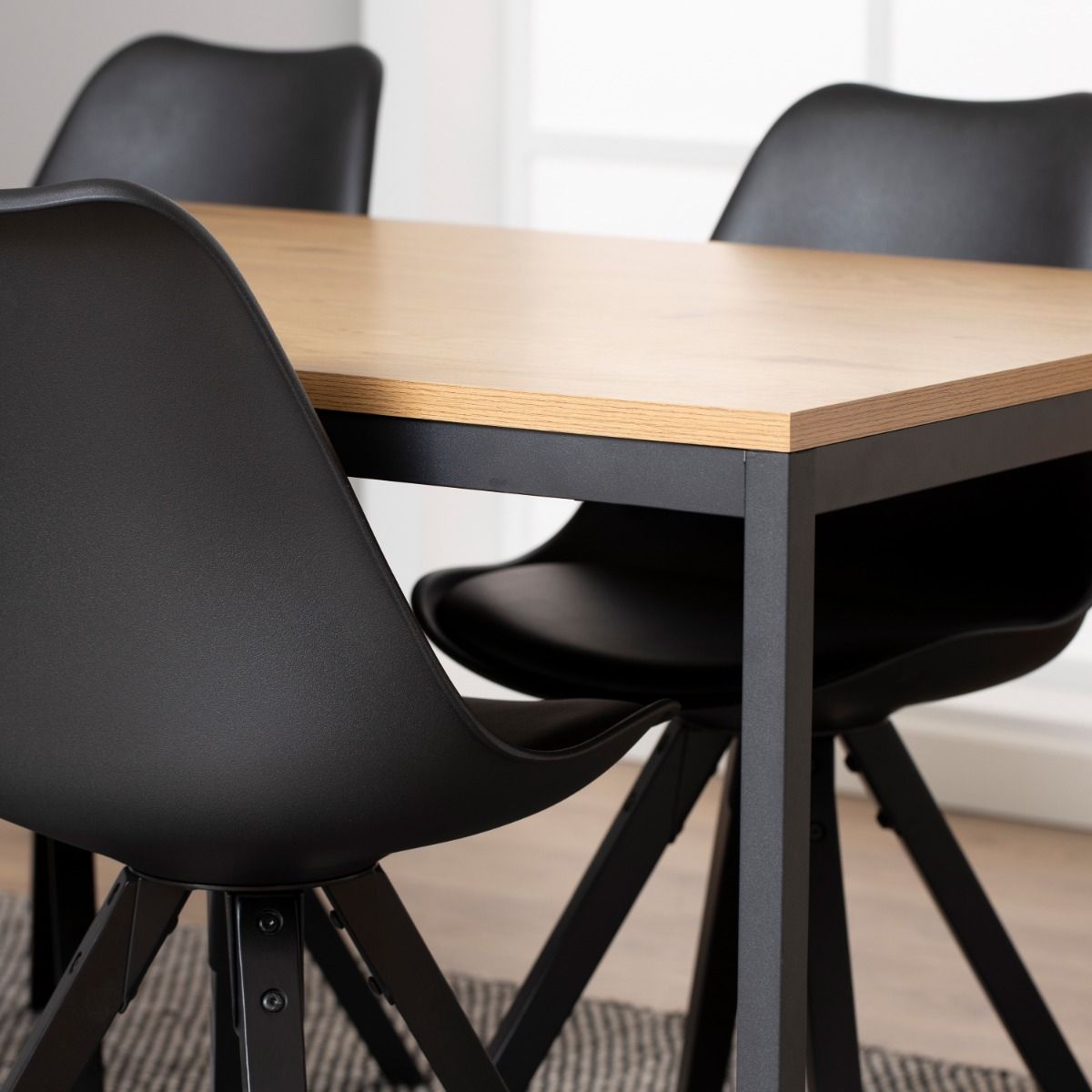 Seaford Dining Table in Black & Oak 160x80cm