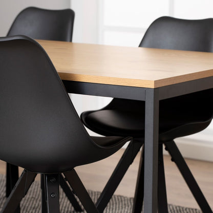Seaford Dining Table in Black & Oak 160x80cm