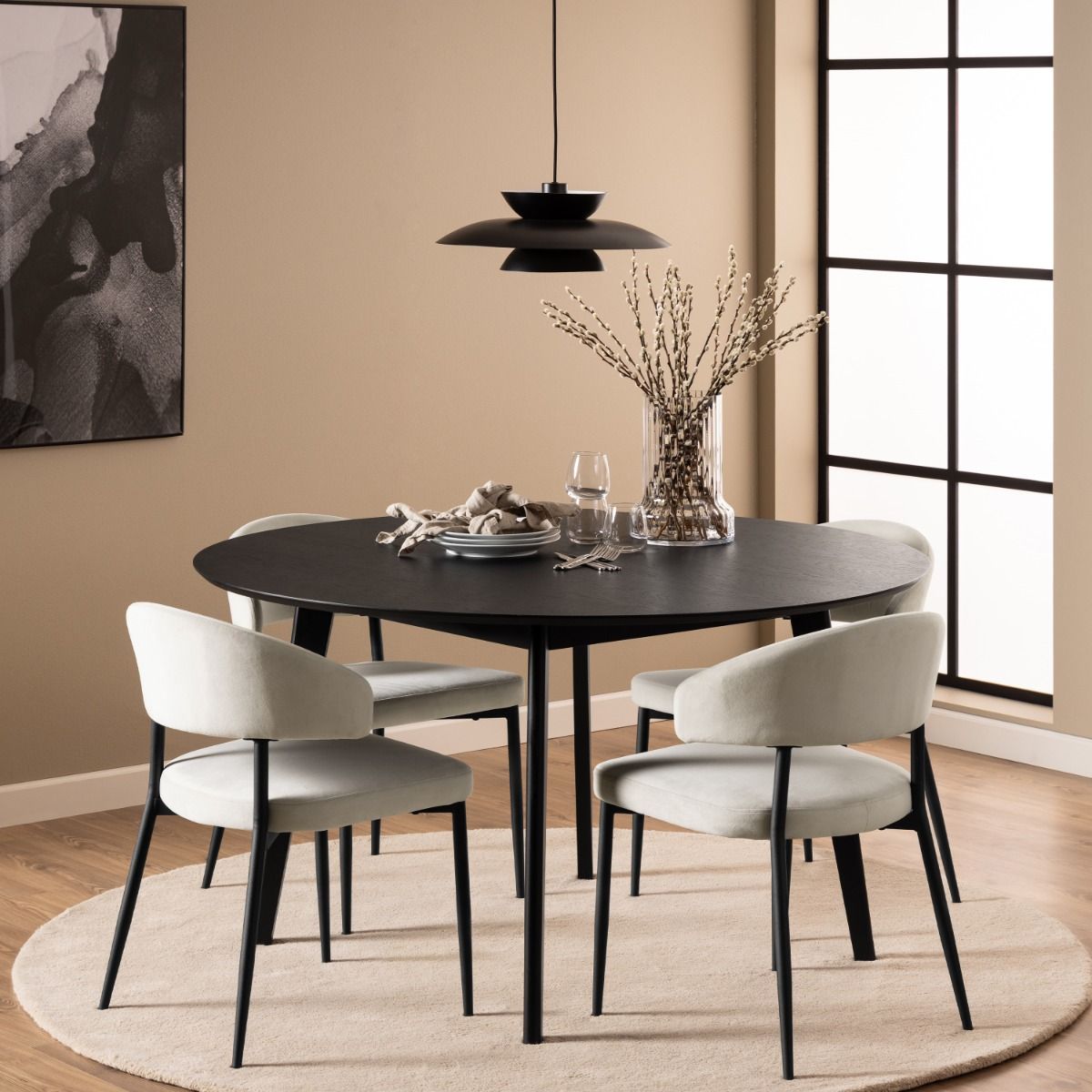 Roxby Round Dining Table in Black 140x140cm
