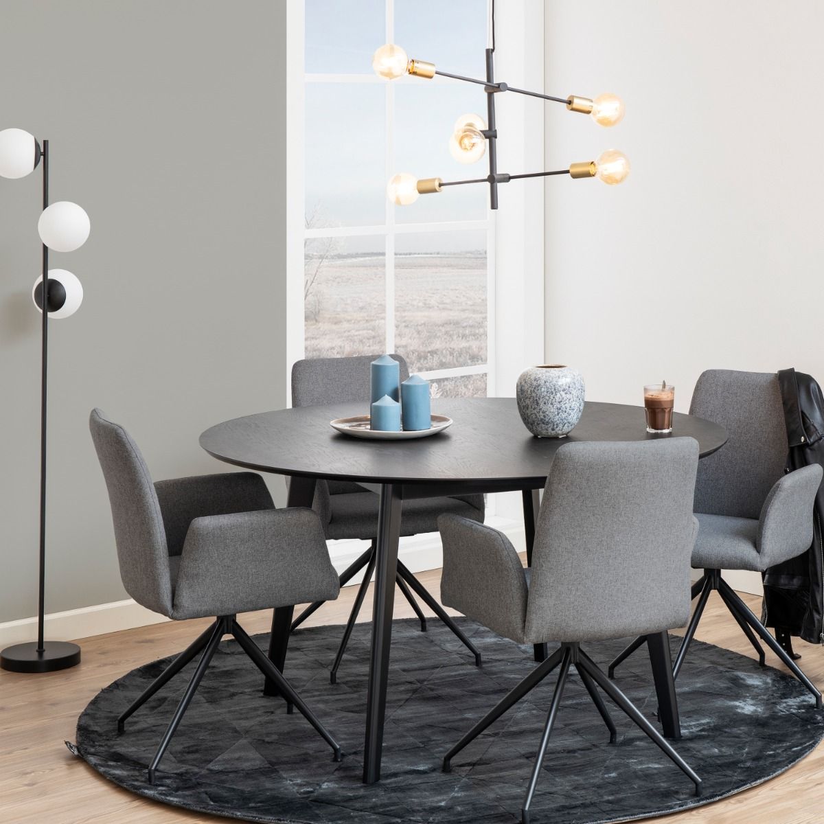 Roxby Round Dining Table in Black 140x140cm