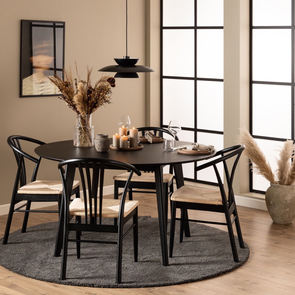 Roxby Round Dining Table in Black 140x140cm