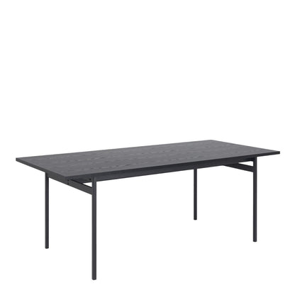 Angus Dining Table in Black 200x90cm includes 4 Carrie Swivel Dining Chairs in Sand