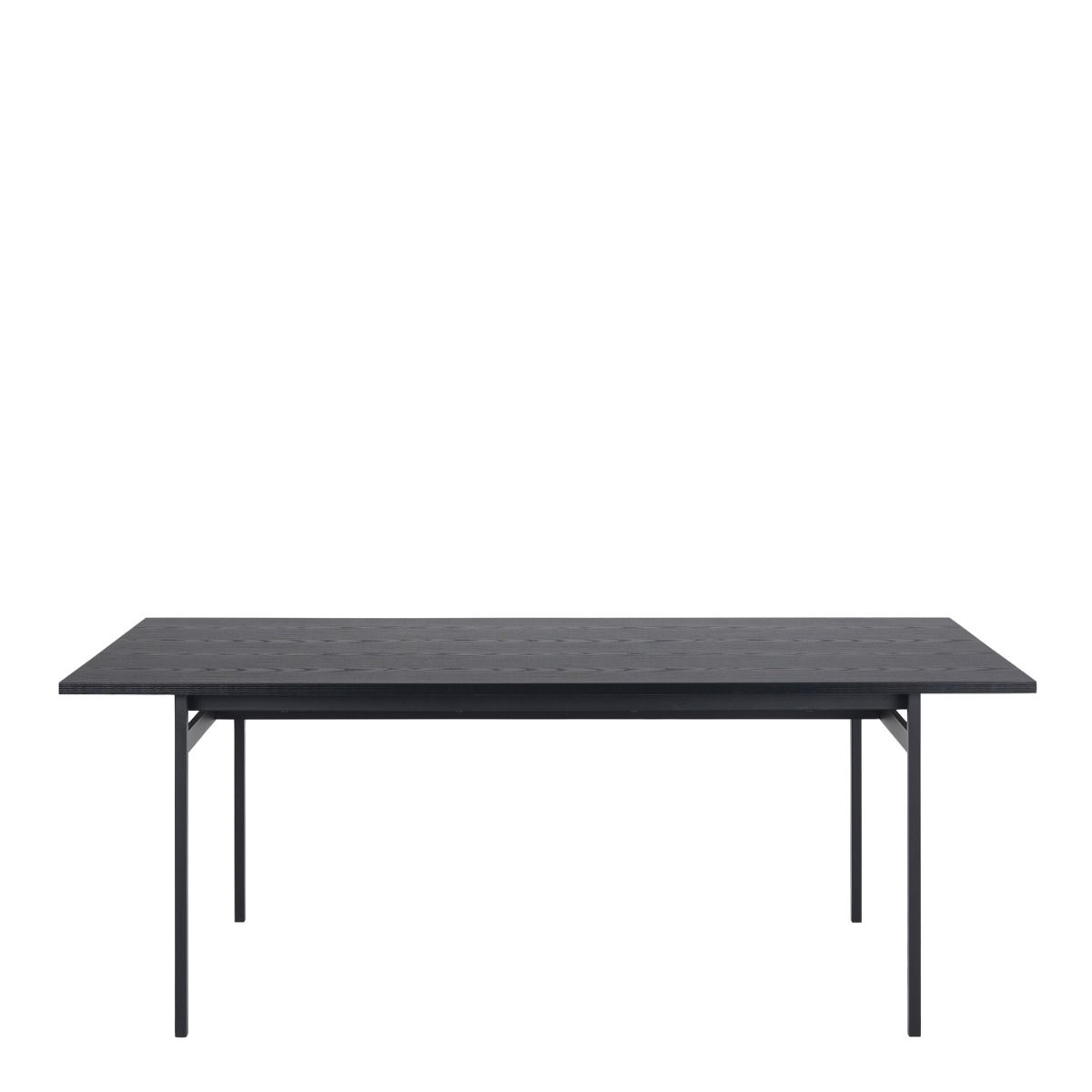 Angus Dining Table in Black 200x90cm includes 4 Carrie Swivel Dining Chairs in Sand