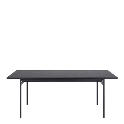 Angus Dining Table in Black 200x90cm includes 4 Carrie Swivel Dining Chairs in Sand
