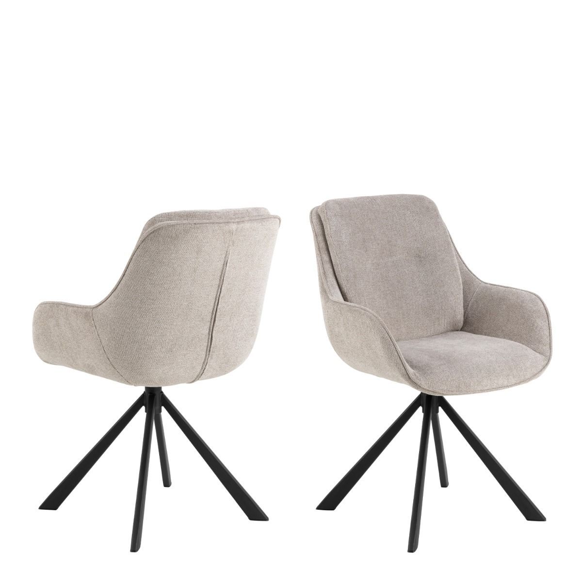 Angus Dining Table in Black 200x90cm includes 4 Carrie Swivel Dining Chairs in Sand