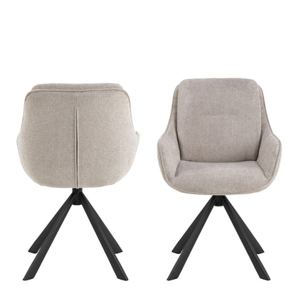 Angus Dining Table in Black 200x90cm includes 4 Carrie Swivel Dining Chairs in Sand