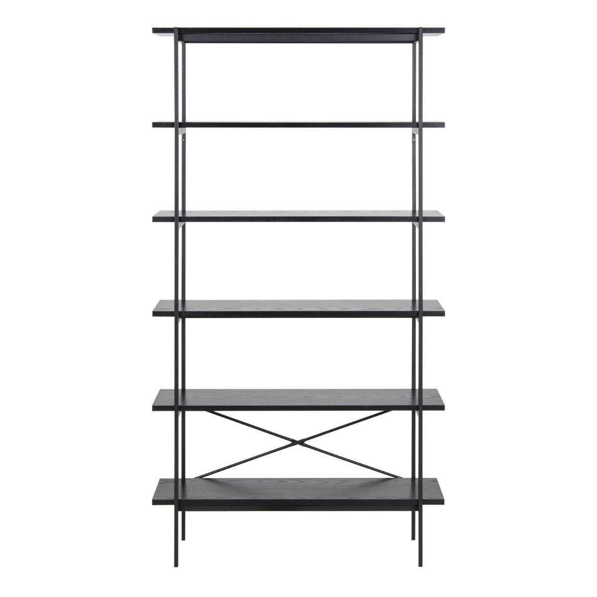 Angus Bookcase with 5 Shelves in Black