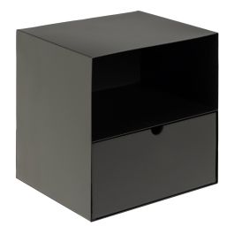 Joliet 1 Drawer Wall Mounted Bedside Table in Black