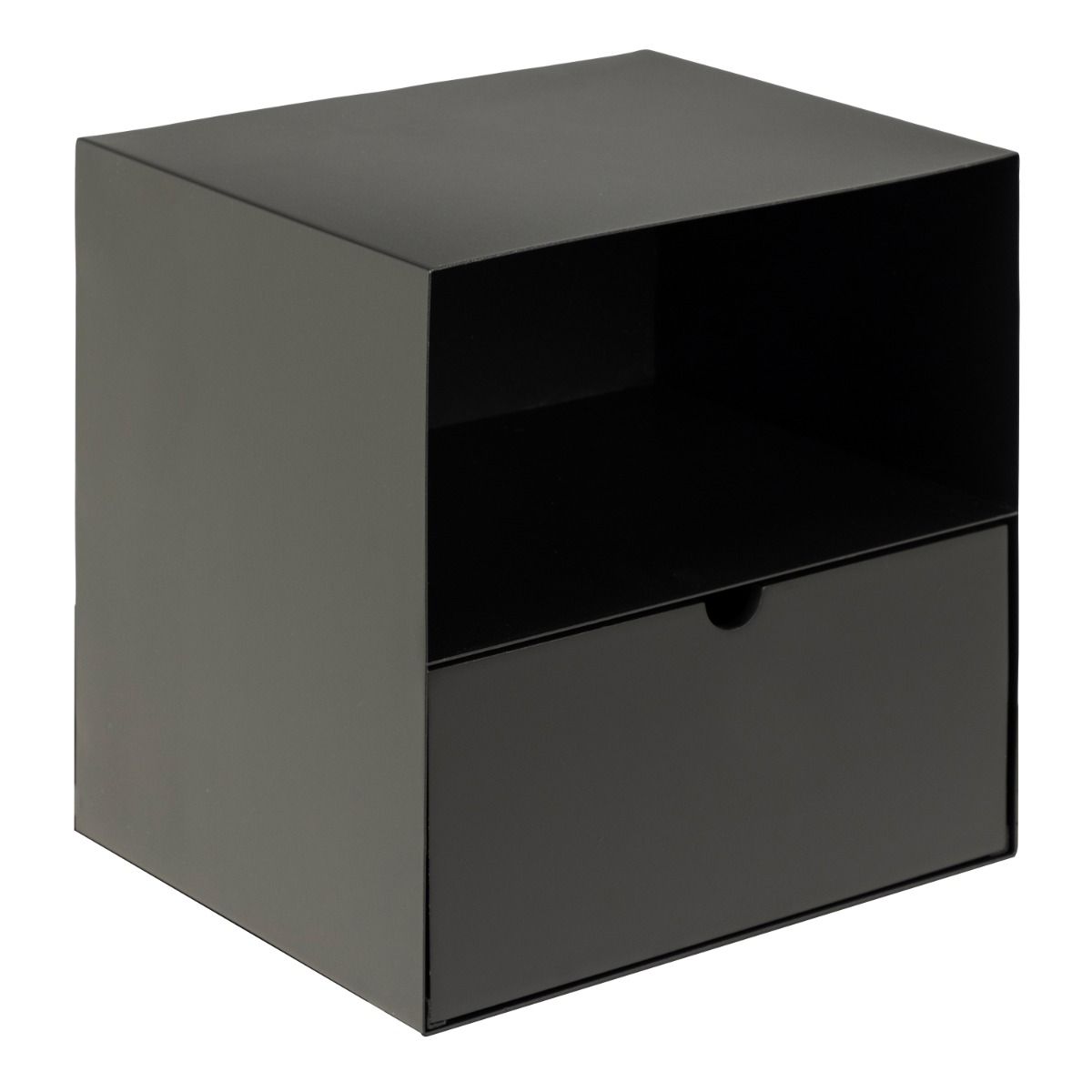 Joliet 1 Drawer Wall Mounted Bedside Table in Black