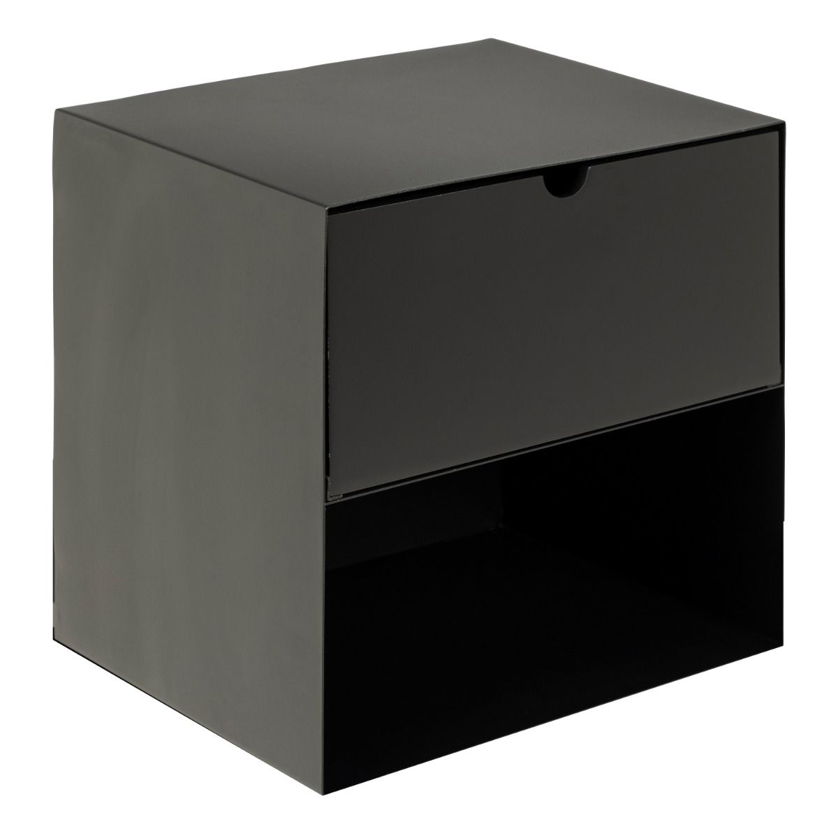 Joliet 1 Drawer Wall Mounted Bedside Table in Black