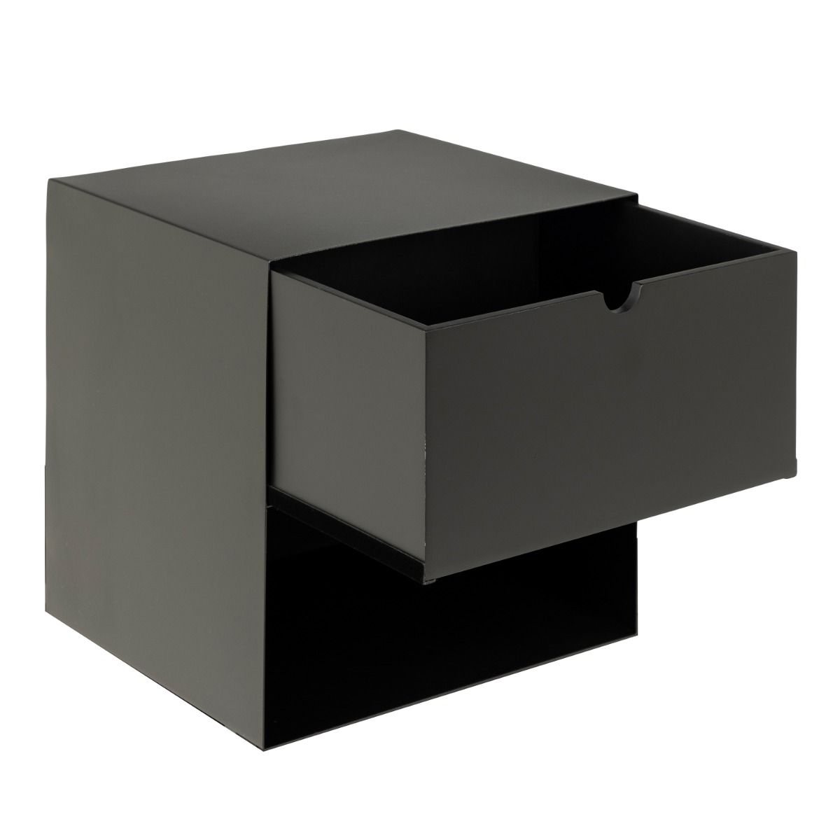 Joliet 1 Drawer Wall Mounted Bedside Table in Black