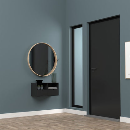 Joliet 1 Drawer Wall Mounted Bedside Table in Black