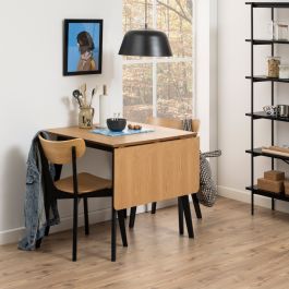 Roxby Extending Dining Table 120x80cm in Oak & Black includes 2 Roxby Dining Chairs in Black and Oak