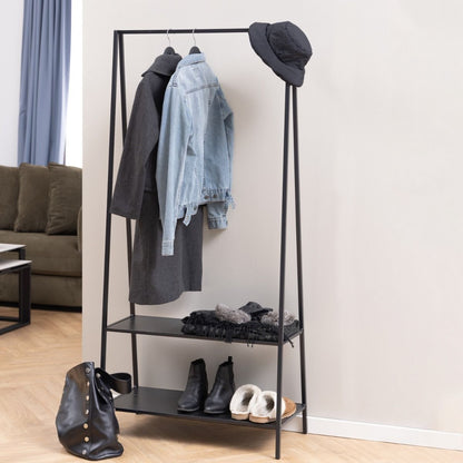Seaford Clothes Rack with 2 shelves in Black