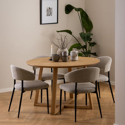 Malika Round Dining Table in Oak 120x75cm