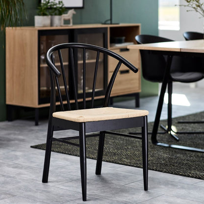 Cassandra Dining Chair with Armrest in Black Set of 2